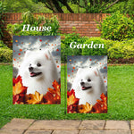 Japanese Spitz -  Best of Breed  Fall Leaves Outdoor House and Garden Flag