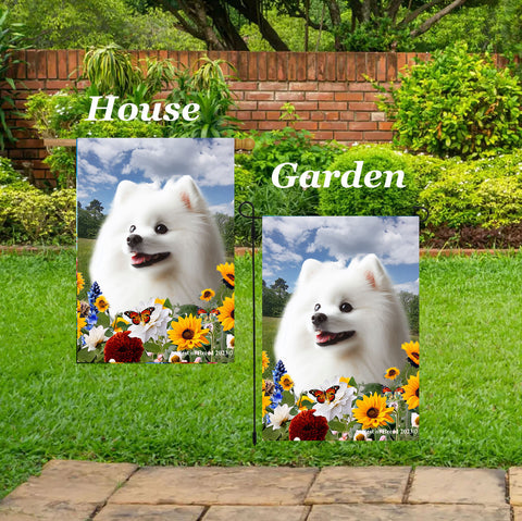Japanese Spitz -  Best of Breed  Summer Fields Outdoor House and Garden Flag