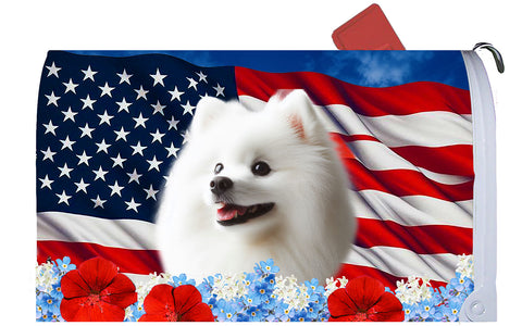 Japanese Spitz -  Best of Breed Patriotic Mailbox Cover Hi-Grade Vinyl 6" x 19"