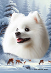 Japanese Spitz -  Best of Breed  Winter Wonderland Outdoor House and Garden Flag