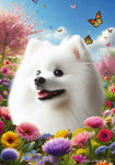 Japanese Spitz -  Best of Breed  Spring Butterflies Outdoor House and Garden Flag