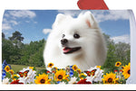 Japanese Spitz -  Best of Breed Summer Flowers Mailbox Cover Hi-Grade Vinyl 6" x 19"