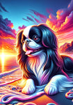 Japanese Chin Black and White -  Best of Breed DCR Summer Sunset Outdoor House and Garden Flag
