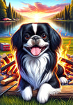 Japanese Chin Black and White -  Best of Breed DCR Summer Camping   Outdoor House and Garden Flag