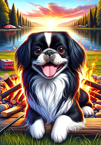 Japanese Chin Black and White -  Best of Breed DCR Summer Camping   Outdoor House and Garden Flag