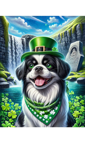 Japanese Chin Black and White -  Best of Breed DCR Saint Patricks Day Day Outdoor House and Garden Flag