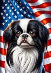 Japanese Chin Black and White -  Best of Breed DCR Patriotic III   Outdoor House and Garden Flag