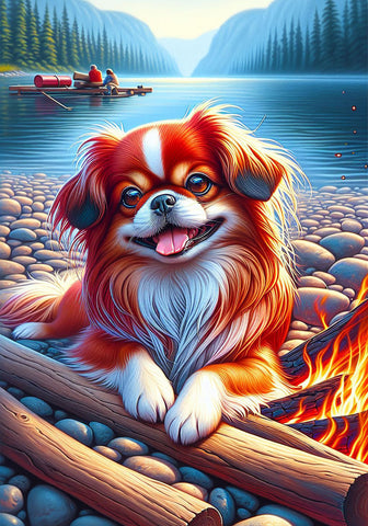 Japanese Chin Red and White -  Best of Breed DCR Summer Camping   Outdoor House and Garden Flag