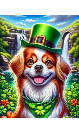 Japanese Chin Red and White -  Best of Breed DCR Saint Patricks Day Day Outdoor House and Garden Flag