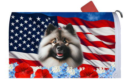 Keeshond - Best of Breed Patriotic Mailbox Cover Hi-Grade Vinyl 6" x 19"