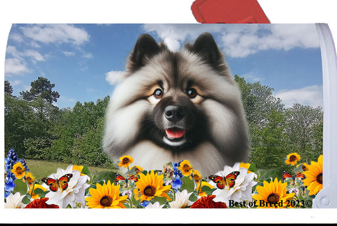 Keeshond - Best of Breed Summer Flowers Mailbox Cover Hi-Grade Vinyl 6" x 19"