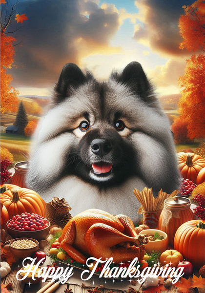 Keeshond - Best of Breed  Thanksgiving Outdoor House and Garden Flag