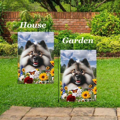 Keeshond - Best of Breed  Summer Fields Outdoor House and Garden Flag