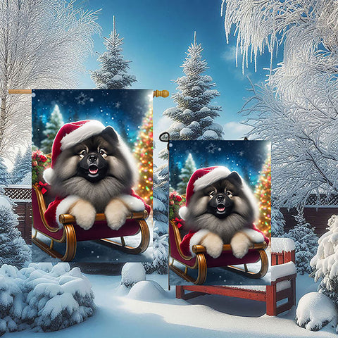 Keeshond -  Best of Breed DCR Christmas Outdoor House and Garden Flag