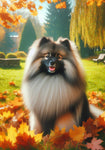 Keeshond -  Best of Breed DCR Falling Leaves Outdoor Flag