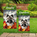 Keeshond - Best of Breed  Fall Leaves Outdoor House and Garden Flag