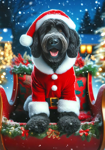 Labradoodle Black -  Best of Breed DCR Christmas Outdoor House and Garden Flag