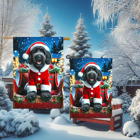 Labradoodle Black -  Best of Breed DCR Christmas Outdoor House and Garden Flag