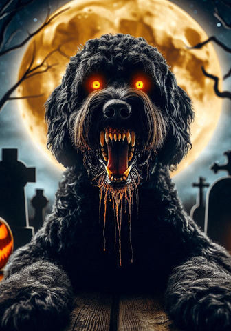 Labradoodle Black -  Best of Breed DCR Halloween Outdoor House and Garden Flag