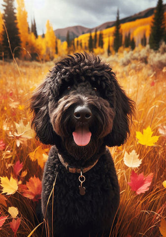 Labradoodle Black -  Best of Breed DCR Falling Leaves Outdoor Flag