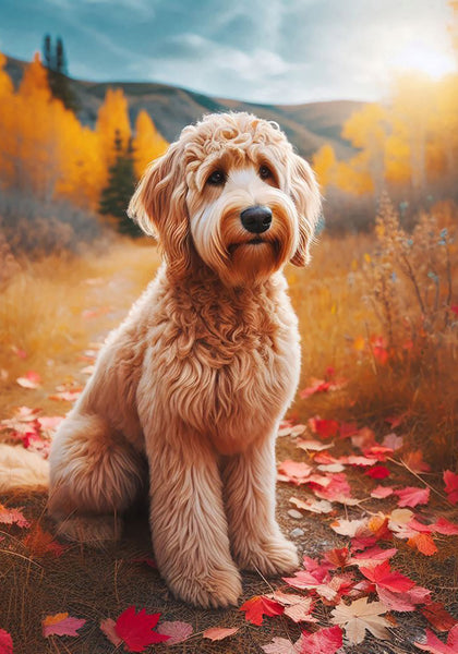 Labradoodle Blonde  -  Best of Breed DCR Falling Leaves Outdoor Flag