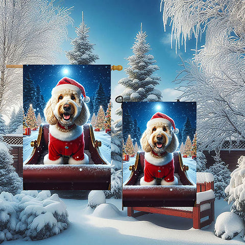 Labradoodle Blonde  -  Best of Breed DCR Christmas Outdoor House and Garden Flag