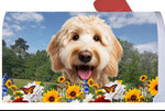 Labradoodle Blonde - Best of Breed Summer Flowers Mailbox Cover Hi-Grade Vinyl 6" x 19"