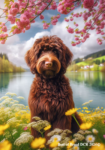 Labradoodle Chocolate -  Best of Breed DCR Spring House and Garden Flag