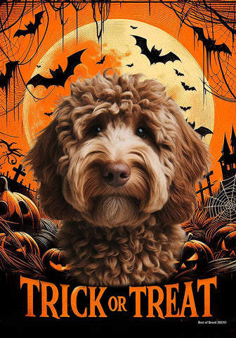 Labradoodle Chocolate - Best of Breed  Halloween Outdoor House and Garden Flag