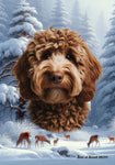 Labradoodle Chocolate - Best of Breed  Winter Wonderland Outdoor House and Garden Flag