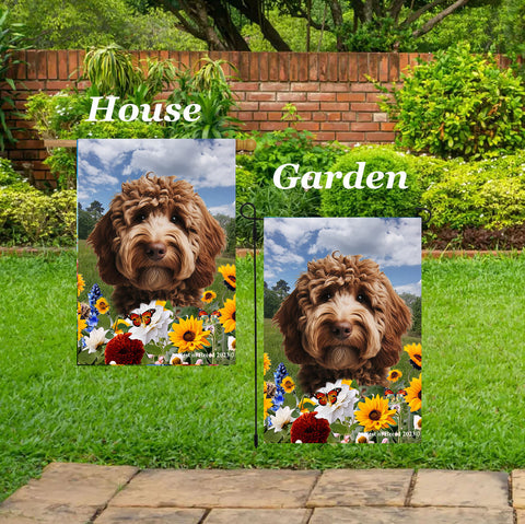 Labradoodle Chocolate - Best of Breed  Summer Fields Outdoor House and Garden Flag