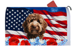 Labradoodle Chocolate - Best of Breed Patriotic Mailbox Cover Hi-Grade Vinyl 6" x 19"