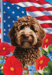 Labradoodle Chocolate - Best of Breed  Patriotic I All-American Outdoor House and Garden Flag