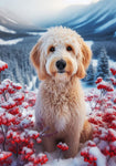 Labradoodle Blonde  -  Best of Breed DCR Winter Berries Outdoor House and Garden Flag