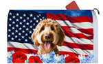 Labradoodle Red - Best of Breed Patriotic Mailbox Cover Hi-Grade Vinyl 6" x 19"