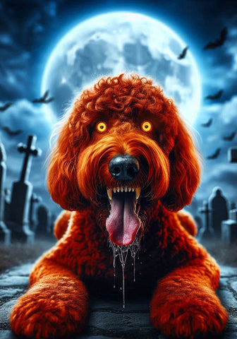 Labradoodle Red -  Best of Breed DCR Halloween Outdoor House and Garden Flag