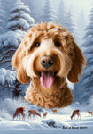 Labradoodle Red - Best of Breed  Winter Wonderland Outdoor House and Garden Flag