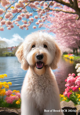 Labradoodle White -  Best of Breed DCR Spring House and Garden Flag