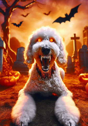 Labradoodle White -  Best of Breed DCR Halloween Outdoor House and Garden Flag