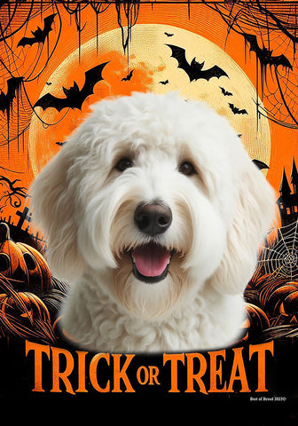 Labradoodle White -   Best of Breed  Halloween Outdoor House and Garden Flag