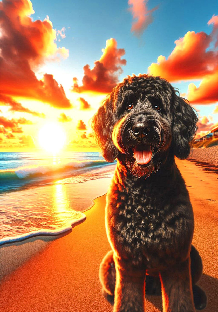 Labradoodle Black - Best of Breed DCR Summer Sunset Outdoor House and