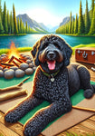 Labradoodle Black -  Best of Breed DCR Summer Camping   Outdoor House and Garden Flag