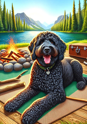 Labradoodle Black -  Best of Breed DCR Summer Camping   Outdoor House and Garden Flag