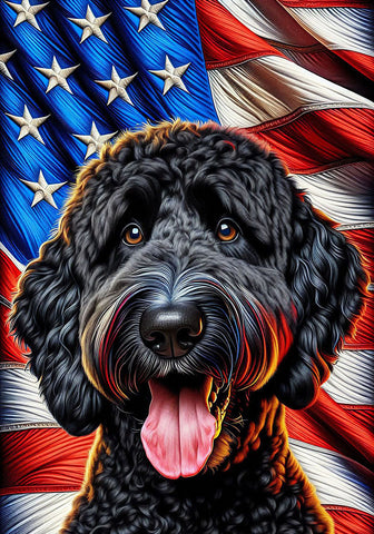 Labradoodle Black -  Best of Breed DCR Patriotic III   Outdoor House and Garden Flag