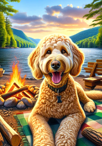 Labradoodle Blonde  -  Best of Breed DCR Summer Camping   Outdoor House and Garden Flag