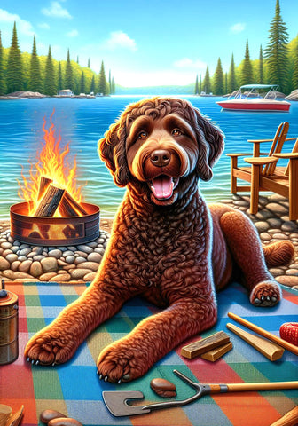 Labradoodle Chocolate -  Best of Breed DCR Summer Camping   Outdoor House and Garden Flag
