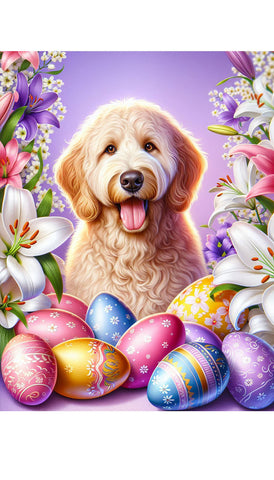 Labradoodle Blonde  -  Best of Breed DCR Easter Holiday    Outdoor House and Garden Flag