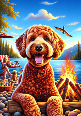 Labradoodle Red -  Best of Breed DCR Summer Camping   Outdoor House and Garden Flag