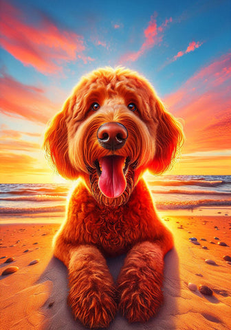Labradoodle Red -  Best of Breed DCR Summer Sunset Outdoor House and Garden Flag