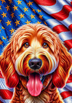 Labradoodle Red -  Best of Breed DCR Patriotic III   Outdoor House and Garden Flag